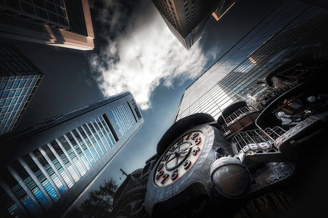 Shiodome-4 White Modern Wood Framed Art Print with Double Matting by Suzuki, Daiki