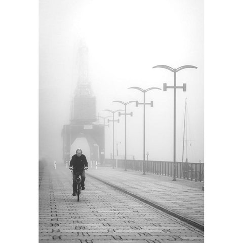 Morning On The Boulevard. White Modern Wood Framed Art Print by Niemiec, Anna