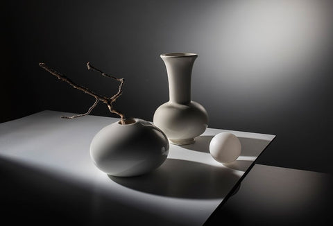 From The Series Qlight And Shadowsq White Modern Wood Framed Art Print with Double Matting by Popov, Evgeniy