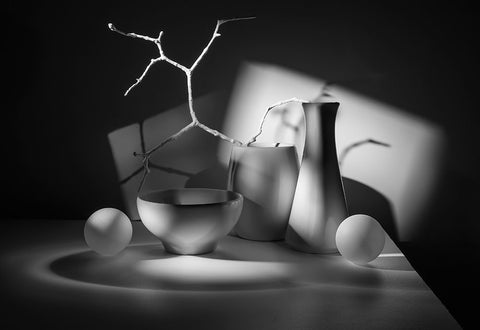 From The Series Qlight And Shadowsq White Modern Wood Framed Art Print with Double Matting by Popov, Evgeniy