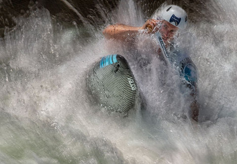 Fighting Rapids White Modern Wood Framed Art Print with Double Matting by Malovrh, Milan