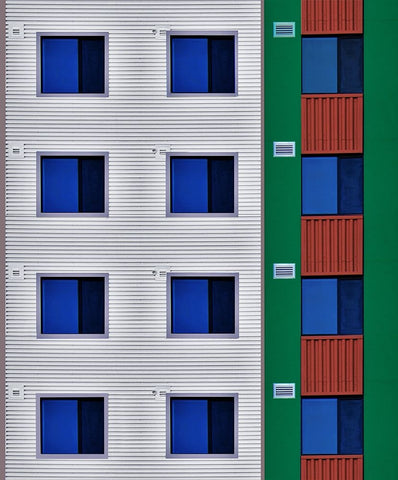 Facade - Downtown Los Angeles California Black Ornate Wood Framed Art Print with Double Matting by Orbach, Arnon