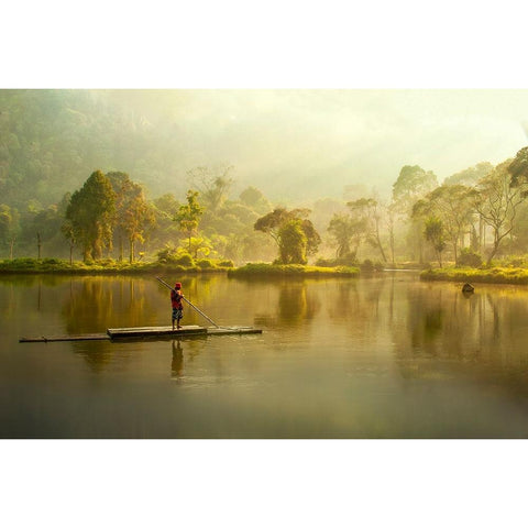 Morning At Situ Gunung Black Modern Wood Framed Art Print with Double Matting by Bunjamin (Abe), Antonyus
