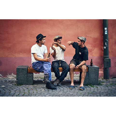 Masons Designing White Modern Wood Framed Art Print by Malciu, Denis