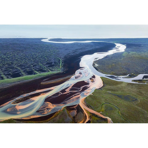 A Dancing RIVer Black Modern Wood Framed Art Print with Double Matting by Dou, Shenshen