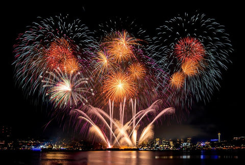 Seattle never sleeps Black Ornate Wood Framed Art Print with Double Matting by Qin, Feng