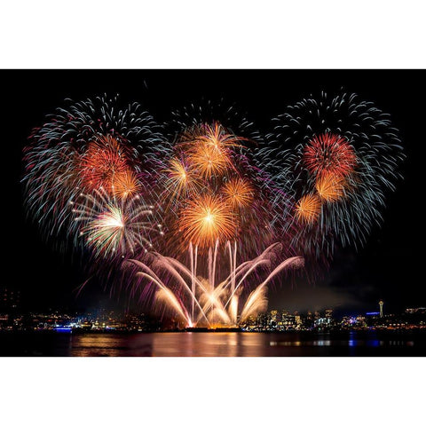 Seattle never sleeps Black Modern Wood Framed Art Print by Qin, Feng