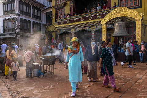 The Lady In Blue Black Ornate Wood Framed Art Print with Double Matting by Faigenbaum, Ilan
