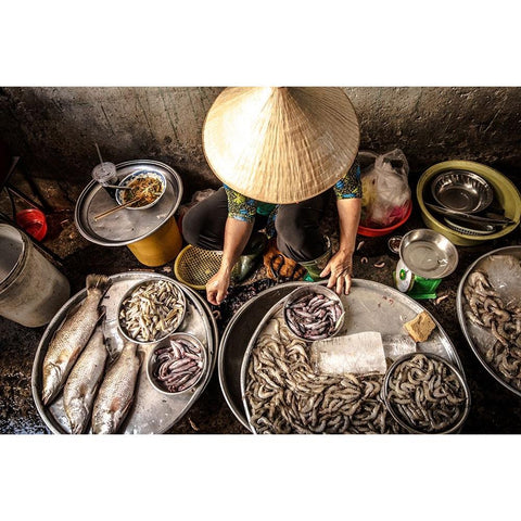 Daily Life At The Market White Modern Wood Framed Art Print by Carlos Duran, Juan
