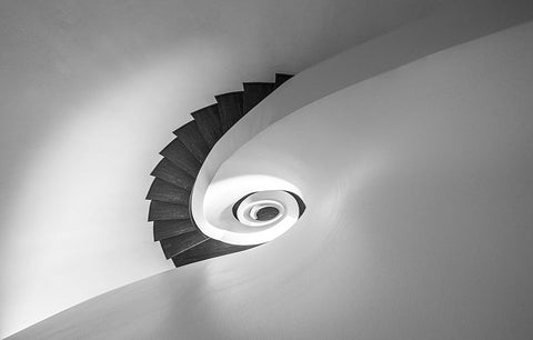 Step Down White Modern Wood Framed Art Print with Double Matting by Schmidtke, Holger