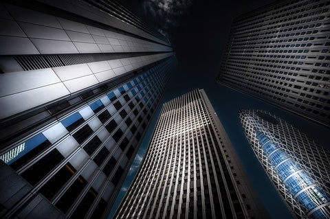 Shinjuku-4 Black Ornate Wood Framed Art Print with Double Matting by Suzuki, Daiki