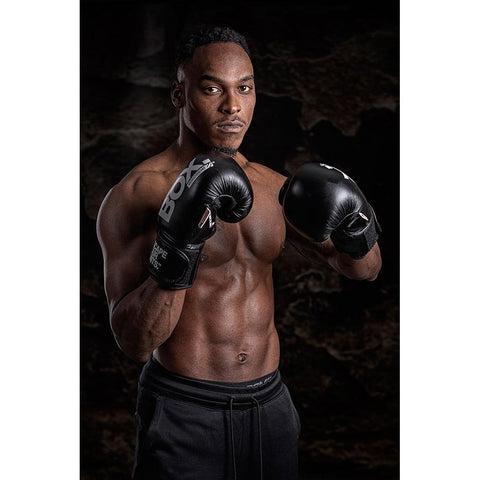 Boxing Black Modern Wood Framed Art Print with Double Matting by Slotboom, Jan