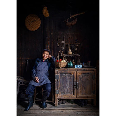 Mr. Zhou - At Home - II Black Modern Wood Framed Art Print by Steverson, Michael