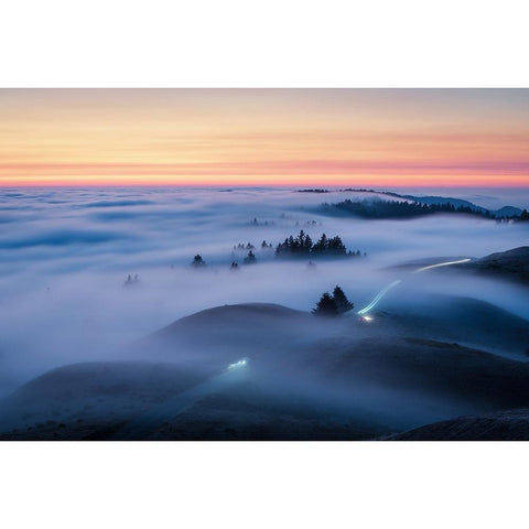 Fog On Mt Tamalpais White Modern Wood Framed Art Print by Li, Ryan