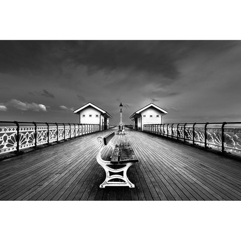 Penarth Pier Black Modern Wood Framed Art Print with Double Matting by Patrick, Boterman