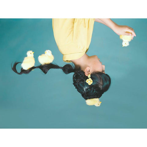 Chicks Black Modern Wood Framed Art Print with Double Matting by Ugachi, Takako