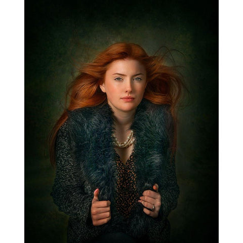 Portrait Of Cara Black Modern Wood Framed Art Print with Double Matting by O Mahony, Kieran