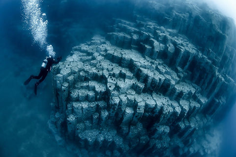 Columnar Joints White Modern Wood Framed Art Print with Double Matting by Ichinoseki, Sayaka