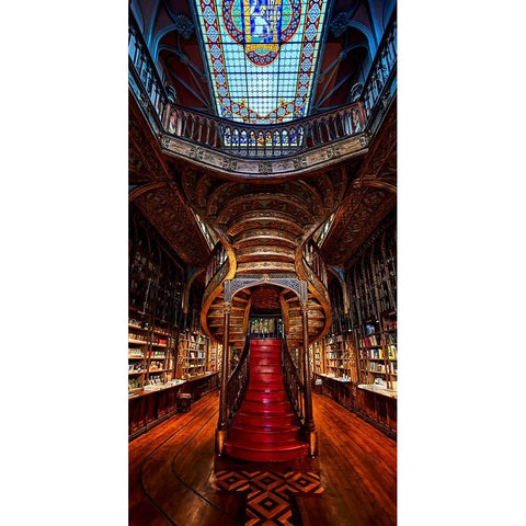 Magic Bookstore Black Modern Wood Framed Art Print with Double Matting by Del Puerto, Javier