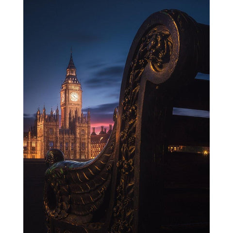 Bench with view White Modern Wood Framed Art Print by George, David