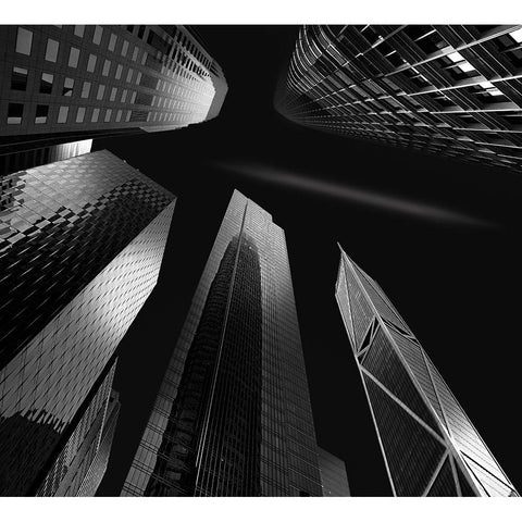 Skyscrapers Gold Ornate Wood Framed Art Print with Double Matting by Zeng, Jiahong