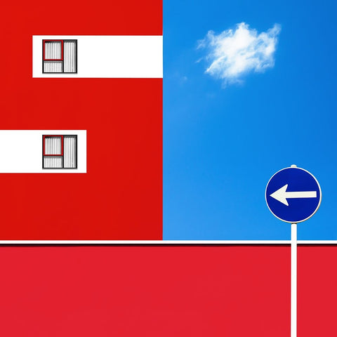 Blue and red White Modern Wood Framed Art Print with Double Matting by Schuster, Inge