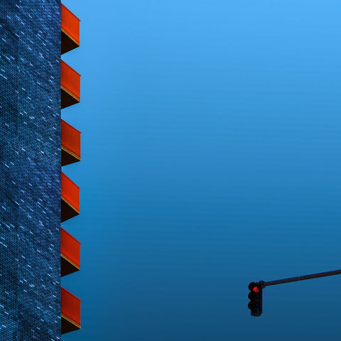 Red Balconies Black Ornate Wood Framed Art Print with Double Matting by Schuster, Inge