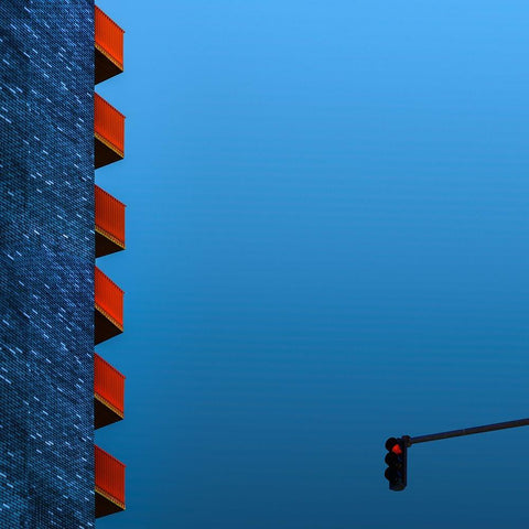 Red Balconies Gold Ornate Wood Framed Art Print with Double Matting by Schuster, Inge