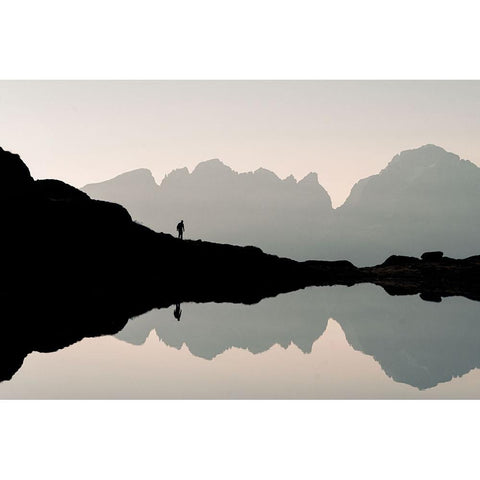 Reflection Black Modern Wood Framed Art Print with Double Matting by Zadra, Francesco