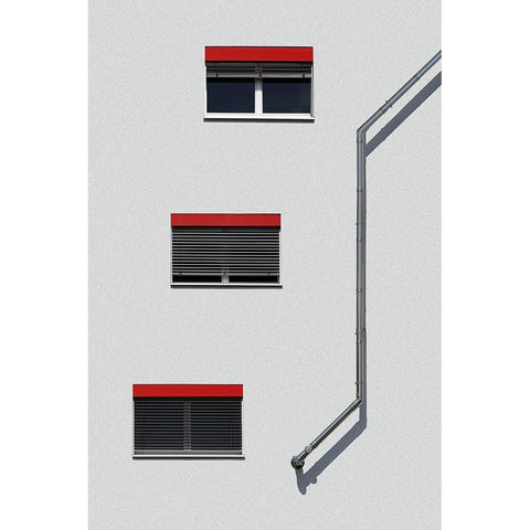 Pipe And Windows White Modern Wood Framed Art Print by Marcel, Streiff