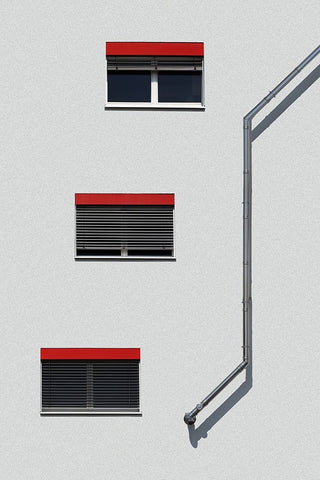 Pipe And Windows White Modern Wood Framed Art Print with Double Matting by Marcel, Streiff