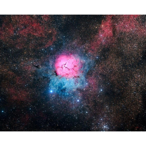 Trifid Nebula White Modern Wood Framed Art Print by Chander, Vikas