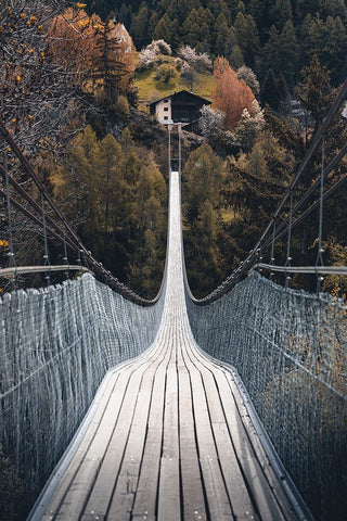 Stretchy Bridge White Modern Wood Framed Art Print with Double Matting by Eliash, Yaniv