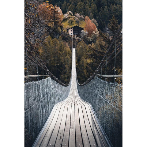 Stretchy Bridge Black Modern Wood Framed Art Print by Eliash, Yaniv