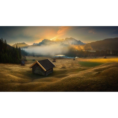 Bavarian morning... Black Modern Wood Framed Art Print with Double Matting by Browko, Krzysztof