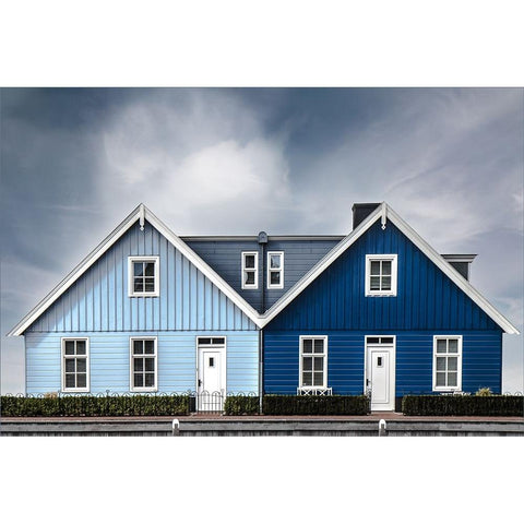 Summer cottages by the sea... Gold Ornate Wood Framed Art Print with Double Matting by Claes, Gilbert