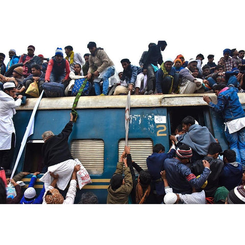 Riding On Train White Modern Wood Framed Art Print by Mahabub Hossain, Md