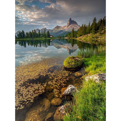 Lago Di Croda. Gold Ornate Wood Framed Art Print with Double Matting by Goossens, Henk