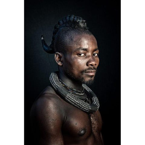 Himba man Black Modern Wood Framed Art Print by Cole, Trevor