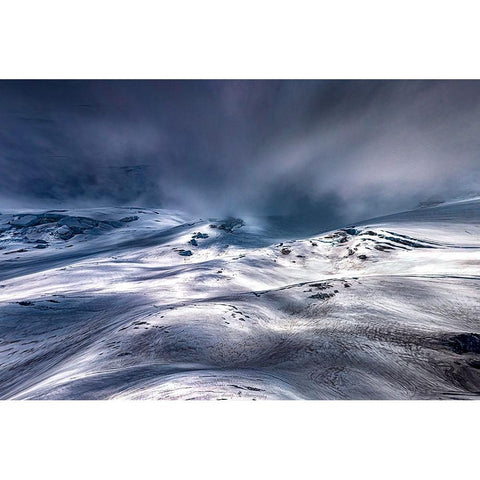 Magic Light On EmmonaÂ€Â™S Glacier Black Modern Wood Framed Art Print by Huang, Liguang