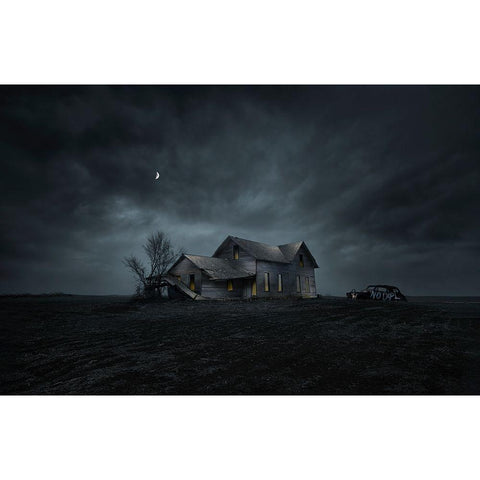 The Night Black Modern Wood Framed Art Print by Deng, Larry