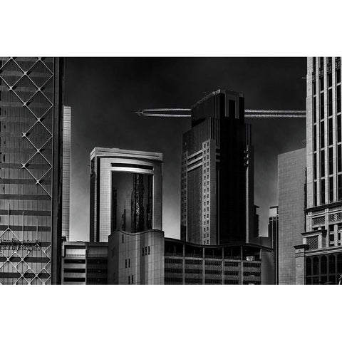 1 Million Black Modern Wood Framed Art Print by Alsharif, Yahia