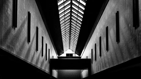 Triangles White Modern Wood Framed Art Print with Double Matting by Wong, Martin