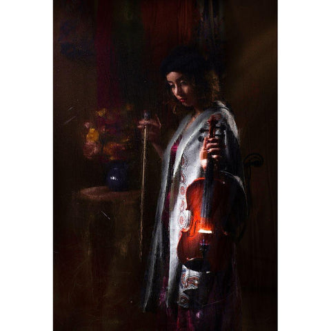 Musician White Modern Wood Framed Art Print by Marjanmashhadi