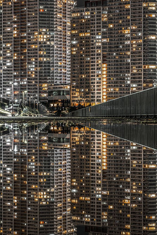 Mirror World White Modern Wood Framed Art Print with Double Matting by Matsubara, Hiroki