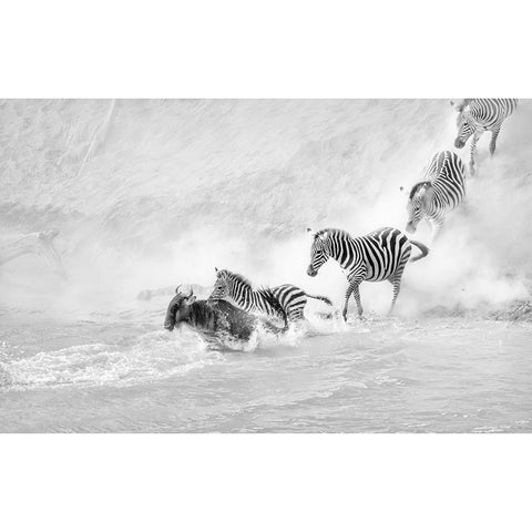 Crossing The RIVer Gold Ornate Wood Framed Art Print with Double Matting by D. Tang, Lisa