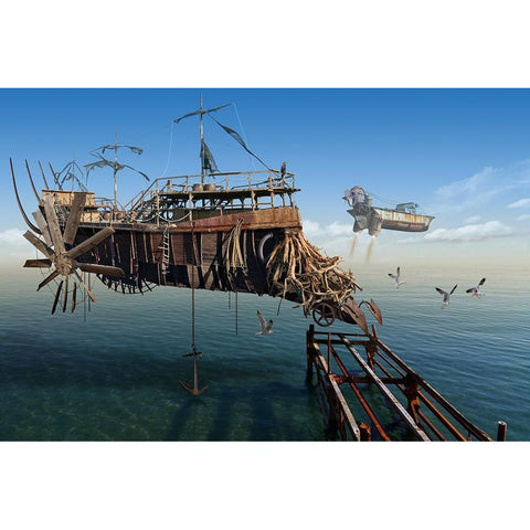 The old seafarer White Modern Wood Framed Art Print by Penchev, Radoslav