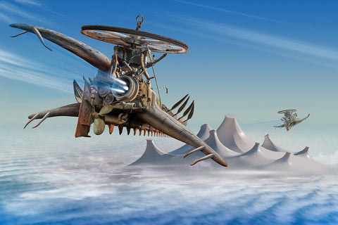 Air Pursuit White Modern Wood Framed Art Print with Double Matting by Penchev, Radoslav