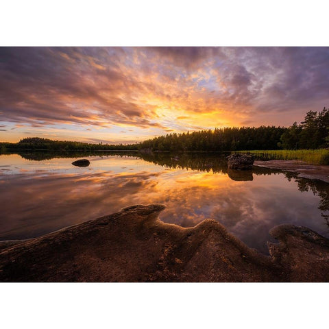 Forest Lake Black Modern Wood Framed Art Print by Lindsten, Christian