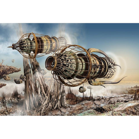 A Memory From The Future White Modern Wood Framed Art Print by Penchev, Radoslav